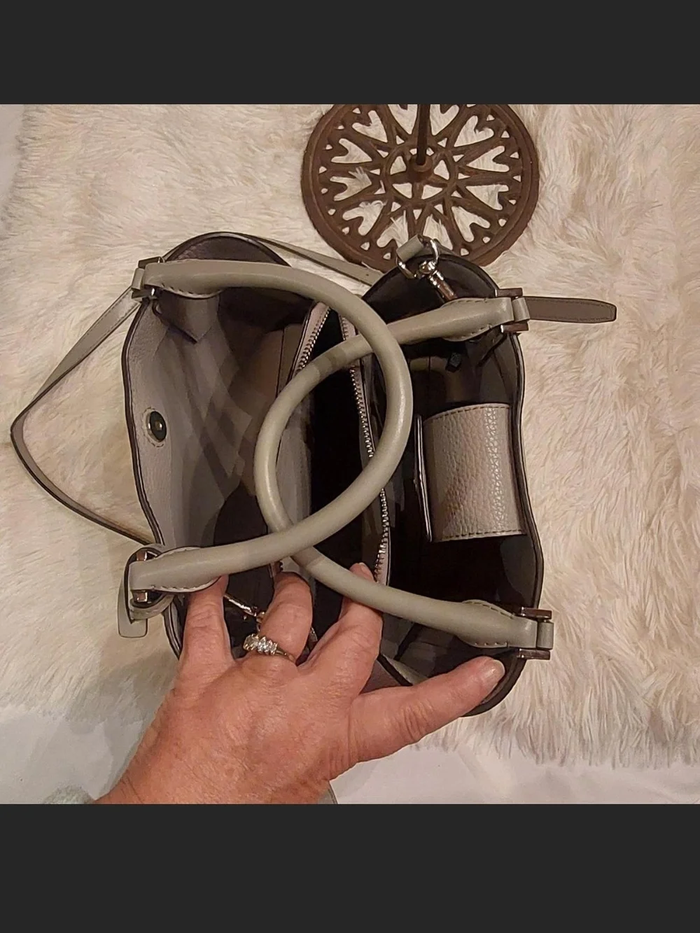 Michael Kors Kimberly Small Pebbled Leather Satchel Grey Like New/Excellent